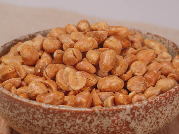 Close Up Of Peanuts In A Bowl