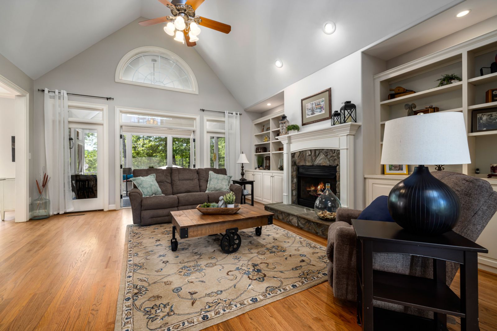 living room furniture arranged for traffic flow