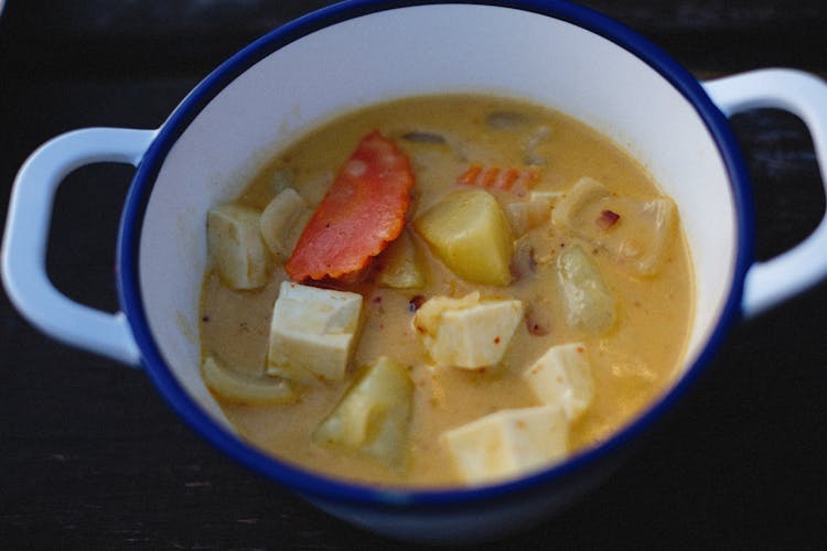 Photo Of Tofu Soup In White Pot