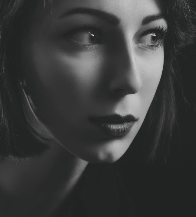 Grayscale Portrait Of Woman
