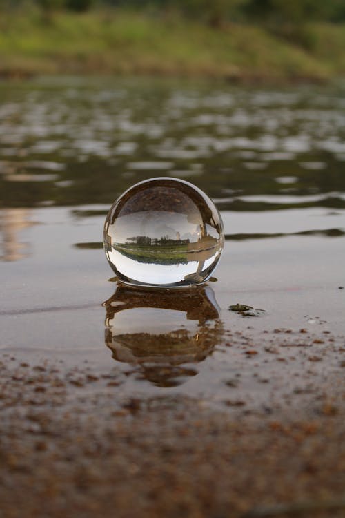 Close-up of a Crystal Ball in the Water 
