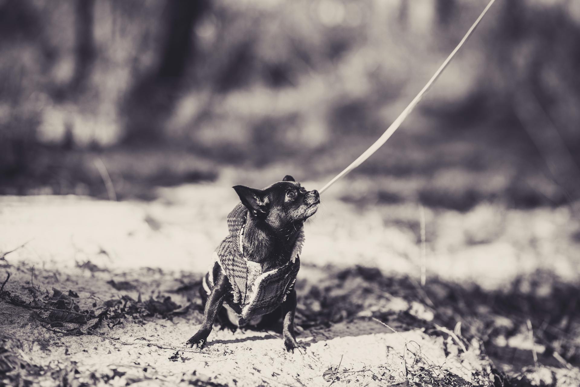 Photo d'un petit chien debout sur le sol