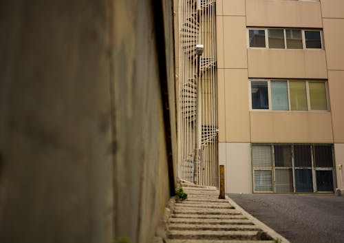 Foto profissional grátis de degraus, escada em espiral, exterior do edifício