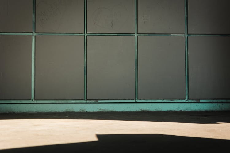 Green Framed Glass Panel Wall