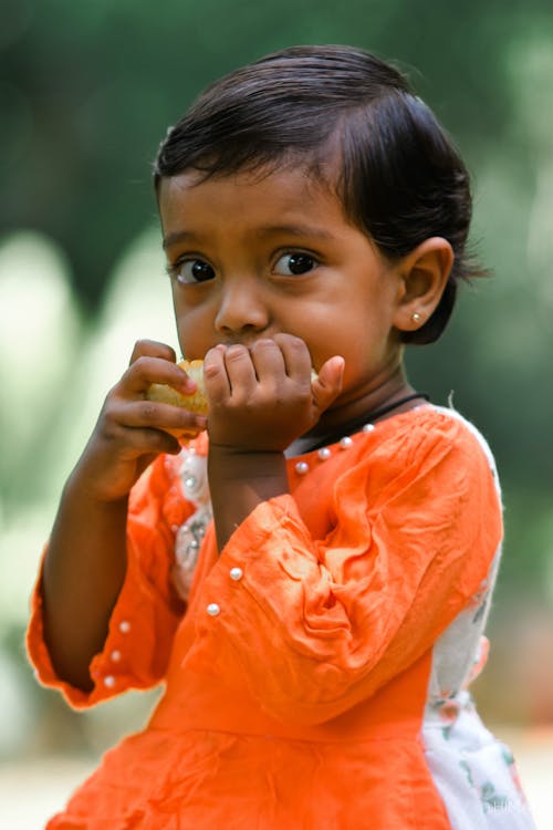 Little Girl Eating a Corn