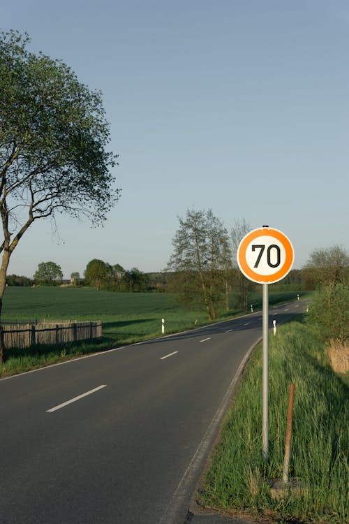 Speed Limit Road Sign Beside an Asphalt Road