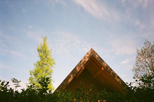 Clear Sky over Wooden House