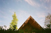 Clear Sky over Wooden House