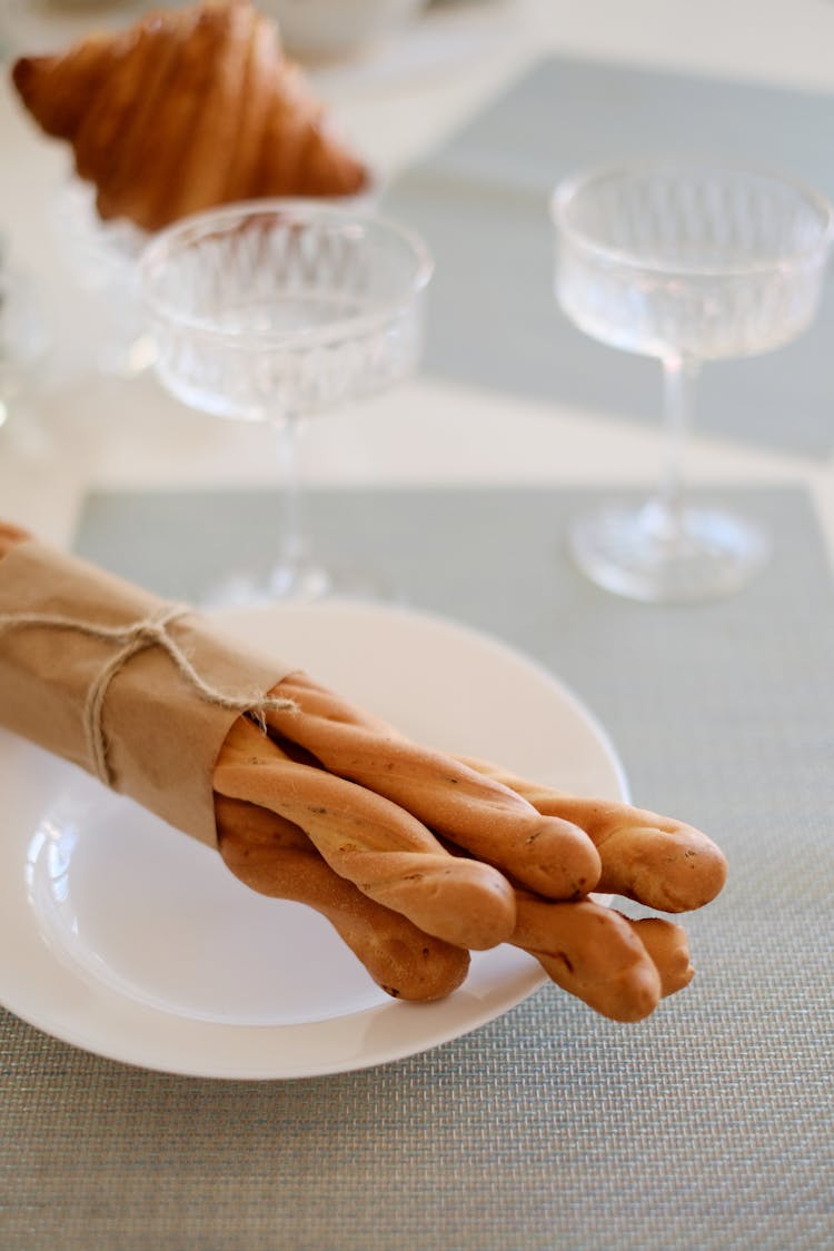 Breadsticks On A Plate 