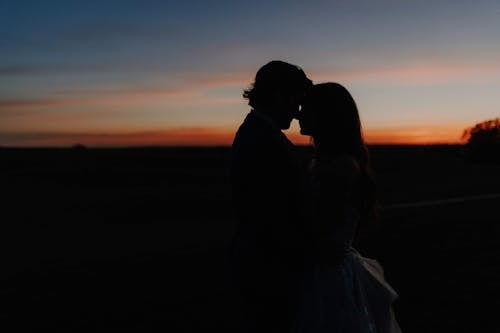 Silhouette of a Couple During Twilight