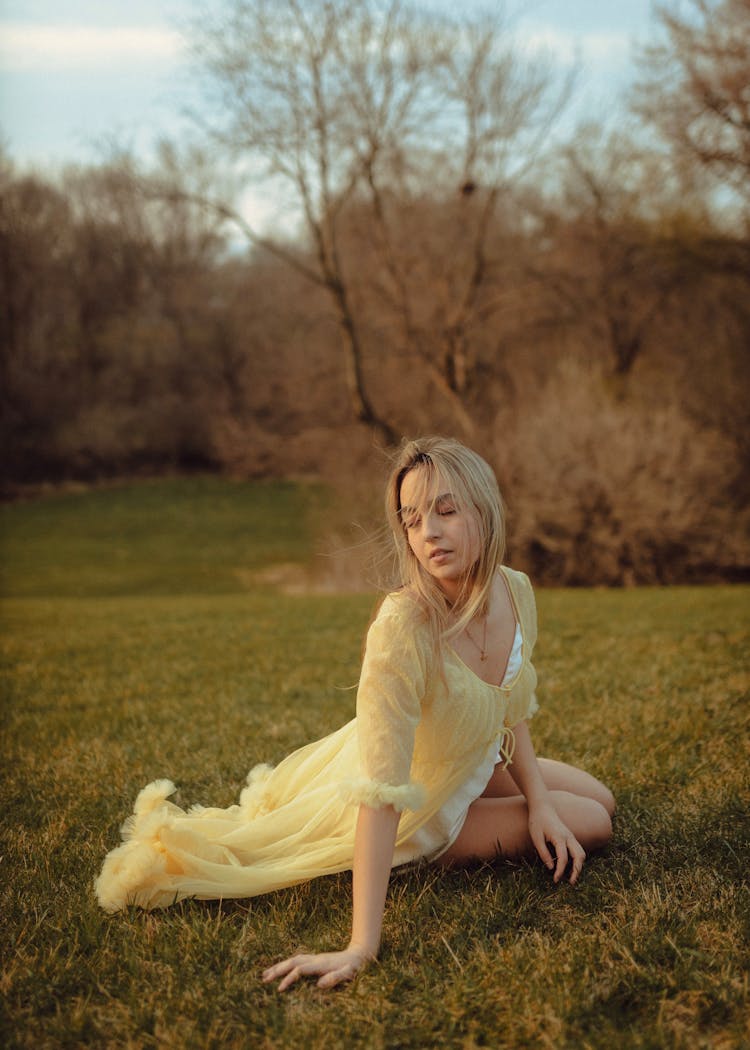 Blonde In Yellow Negligee