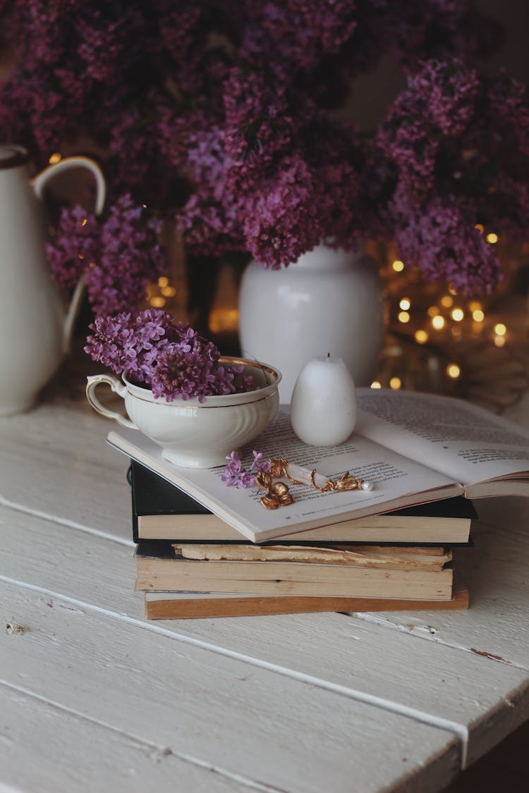 Ceramic Cup On Top Of Books