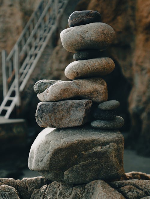 A Close-Up Shot of a Stack of Stones