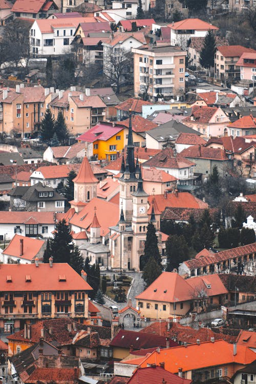 Cityscape of Brasov, Romania and the View of Saint Nicholas Church