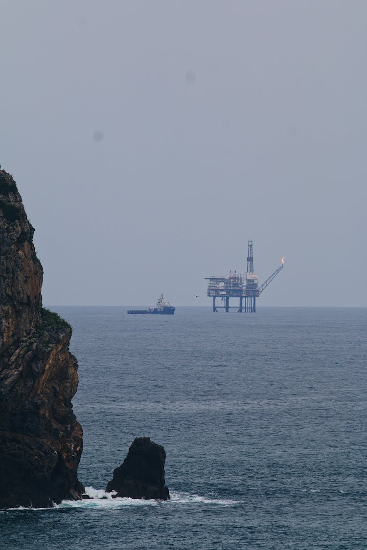 Oil Rig Platform At Sea