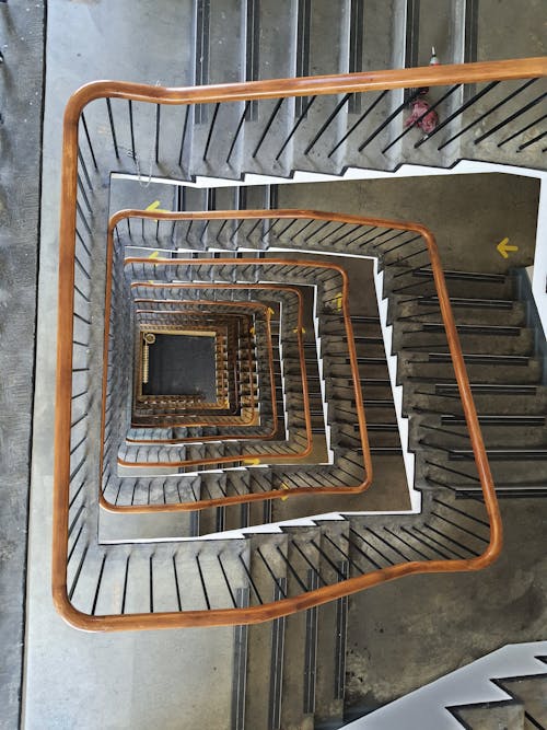 Concrete Staircase with Wooden Handrails