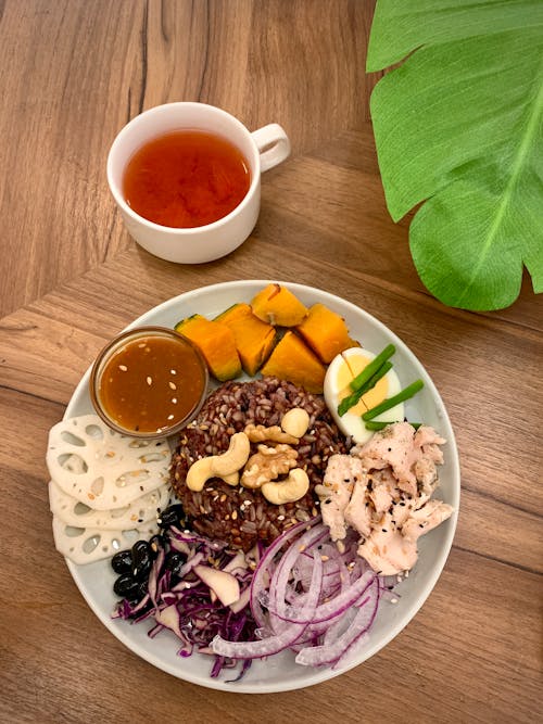 An Assorted Food on a Ceramic Plate