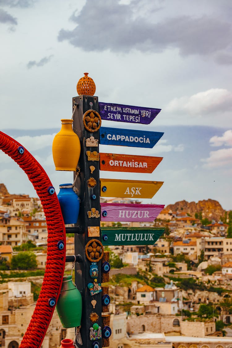 Colorful Direction Signs In Cappadocia