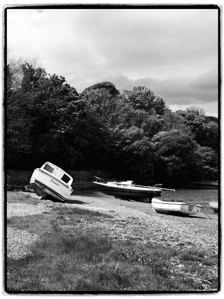 Boats Lying On Beach At Time Of Ebb