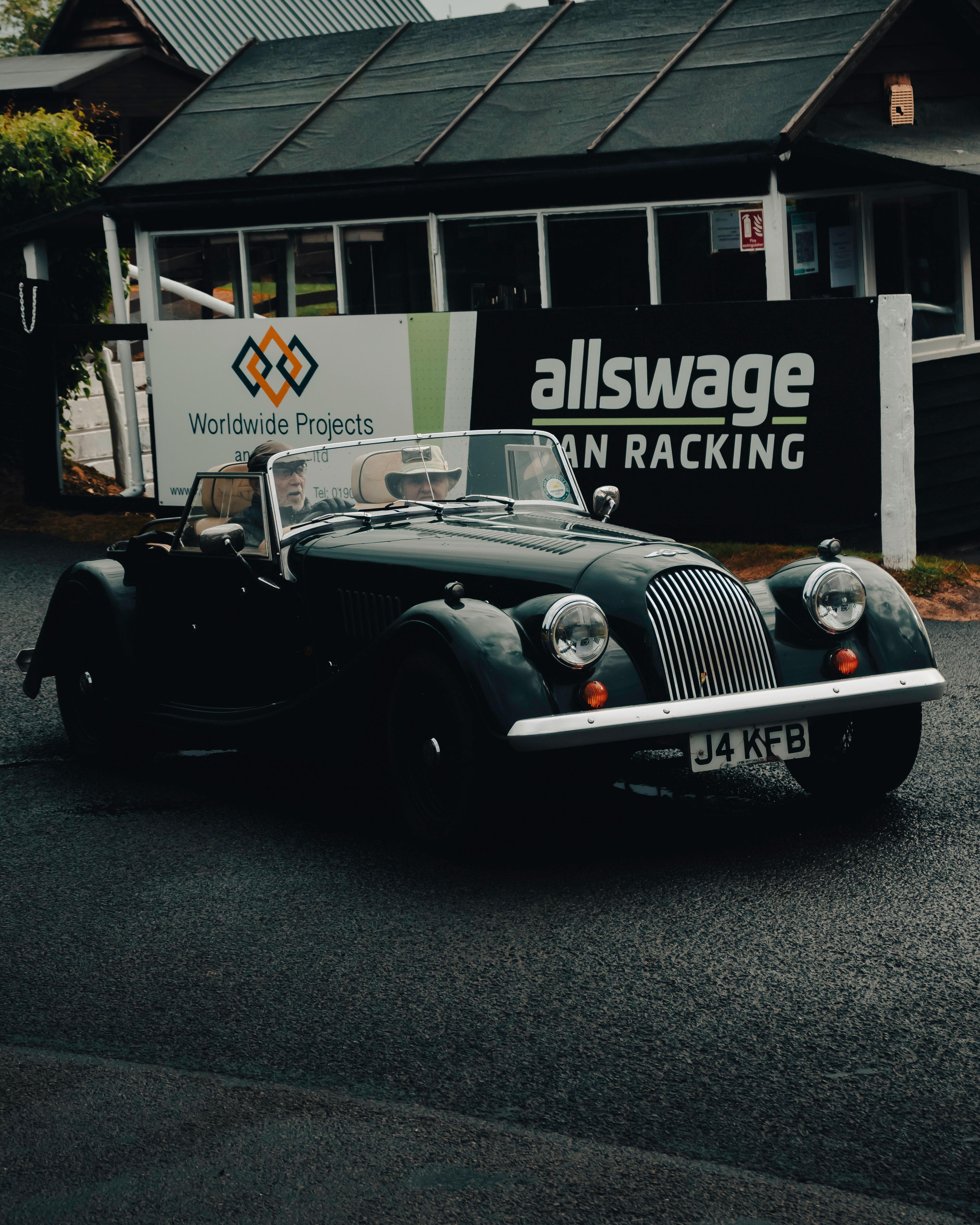 A vintage Morgan roadster car parked on a street, capturing classic elegance.
