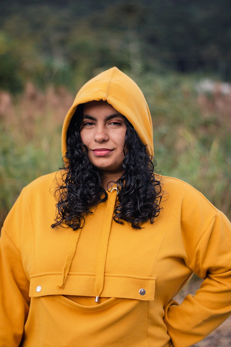 Woman Wearing Yellow Hoodie 