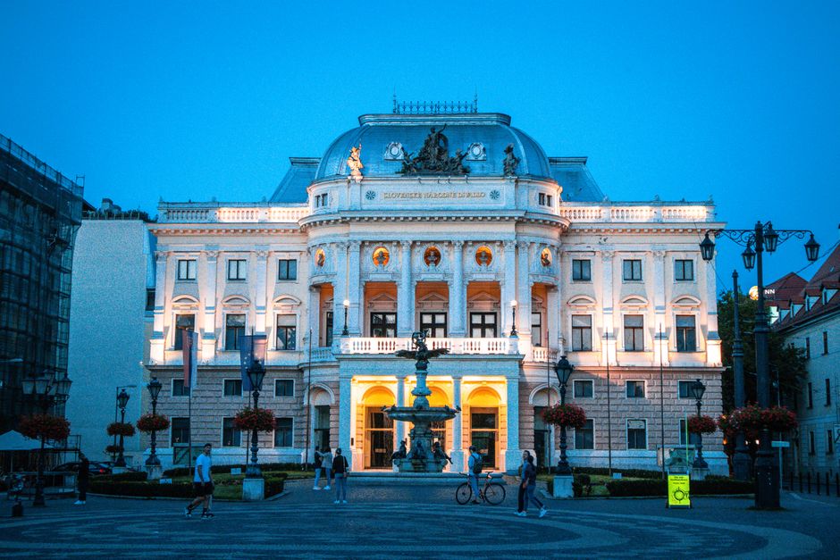 Elegant interior of the Slovak Philharmonic concert hall in Bratislava before a performance
