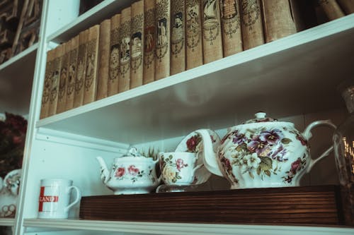 Retro Tableware on Shelf at Home