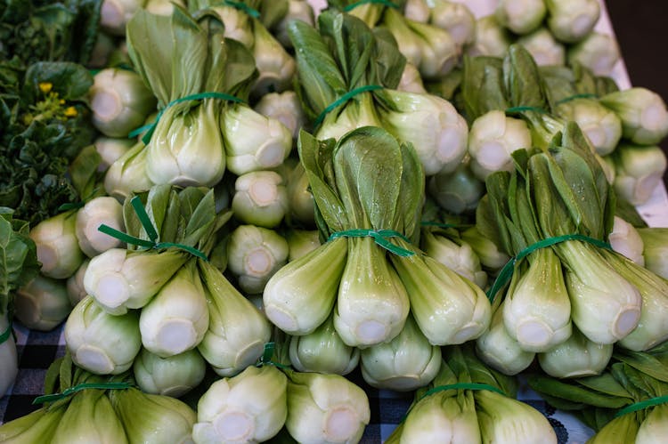 Full Shot Of Pak Choi Cabbage In Market