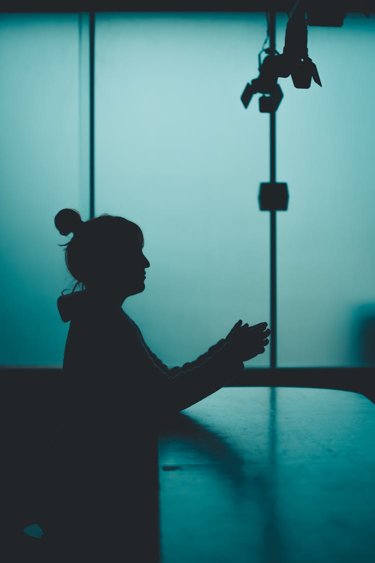 Woman Silhouette In Studio