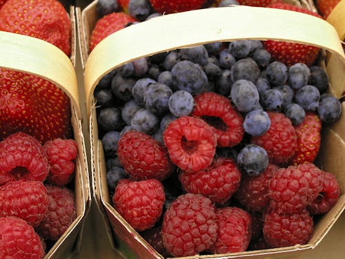 Close-up of Berries in Baskets