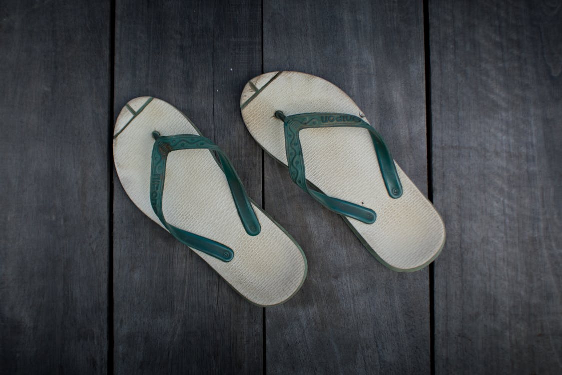 Pair of Green and White Flip Flops · Free Stock Photo