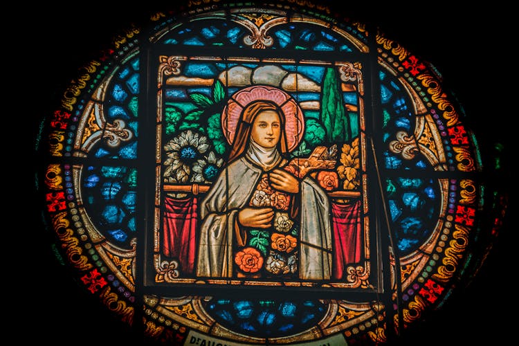 Image Of Virgin Mary On A Stained Glass