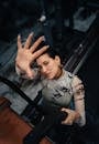 Woman Making Selfie in Industrial Interior