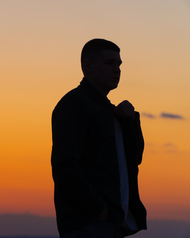 Silhouette Of A Man During Sunset