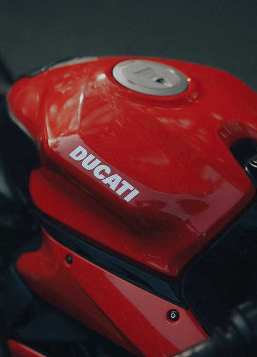 Close-up of a Gas Tank of a Ducati Motorcycle