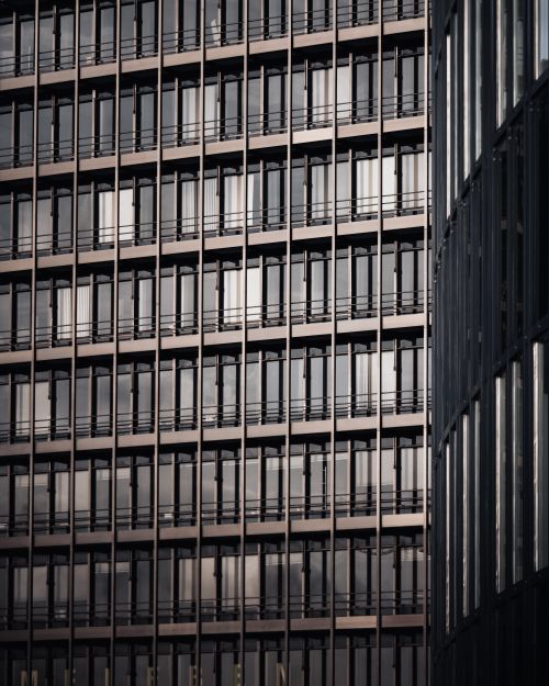 Free Geometric facade of a modern highrise building in Hamburg, Germany. Stock Photo