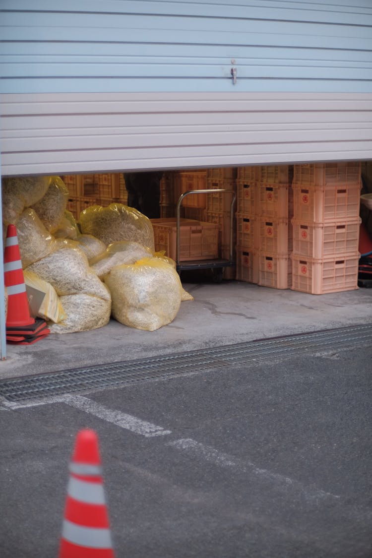 Crates Inside A Storage Room