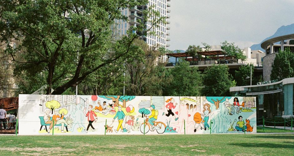diverse people city park