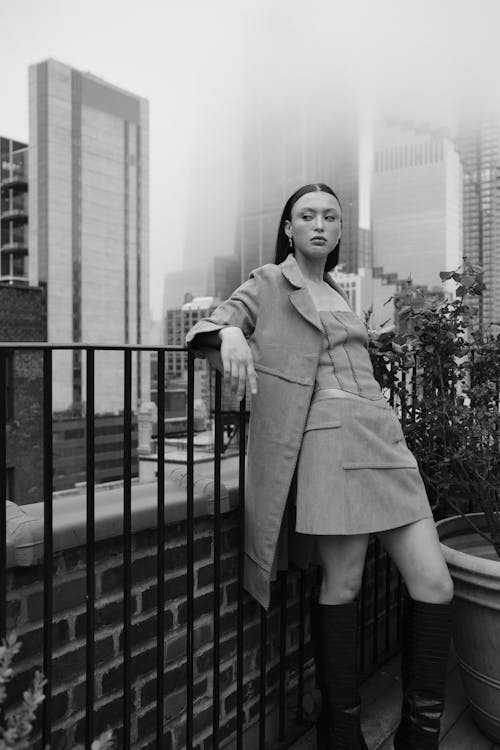 Beautiful Woman Model Posing on a Terrace