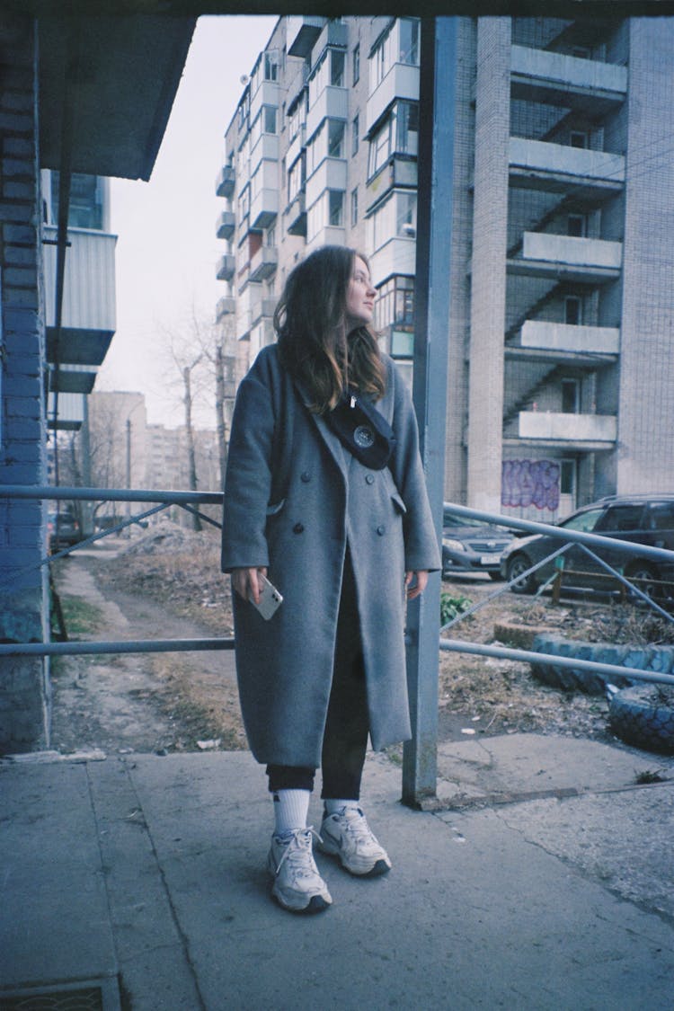 Woman Wearing Gray Coat