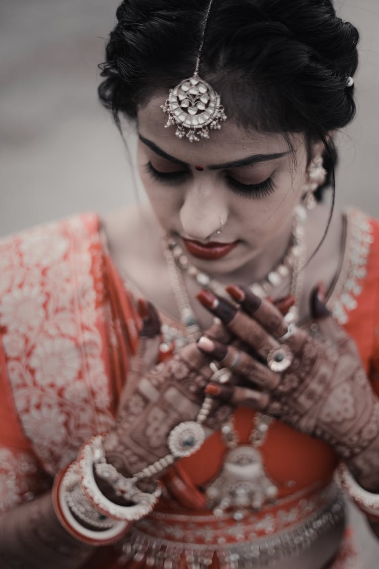 Close-Up Shot Of A Woman In Traditional Clothing