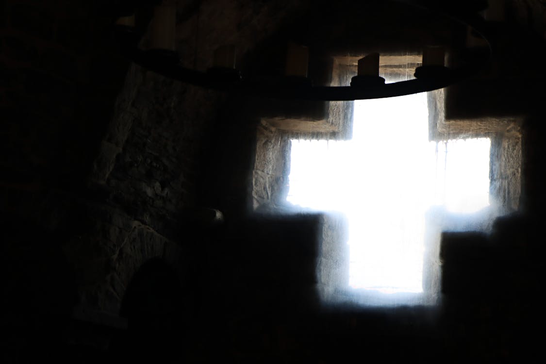Free Christian Cross Window Backlight Stock Photo