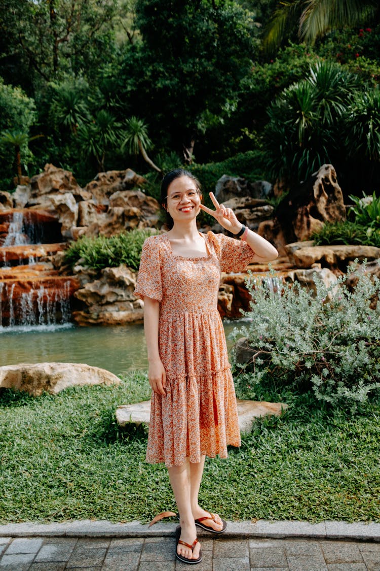 Woman Wearing Her Floral Dress