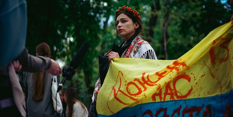 People On A Protest Against War