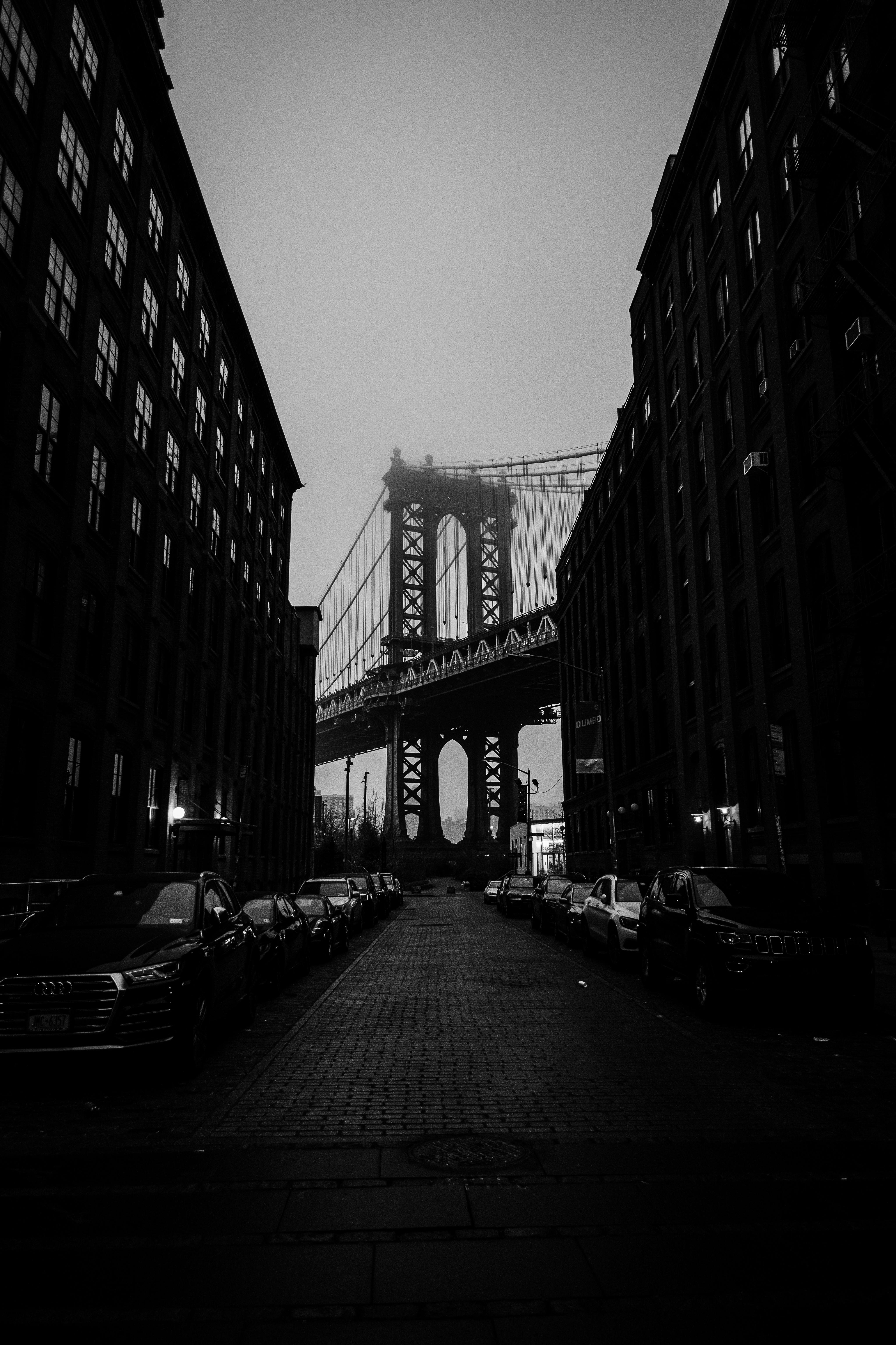 bridge in new york city at dusk