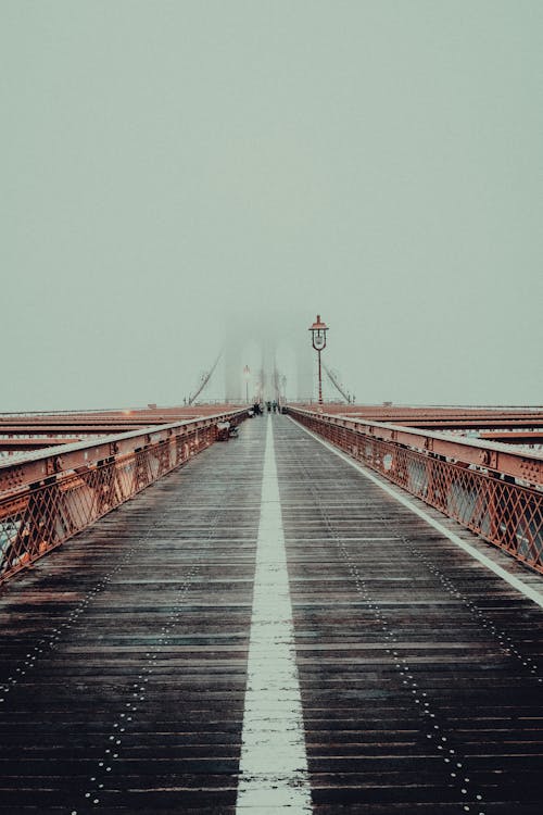Free Photo of a Footbridge on a Foggy Day in New York City Stock Photo
