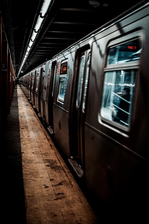 Gray Train in Train Station