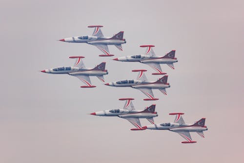 Free Eight Fighter Planes in Mid Air Stock Photo