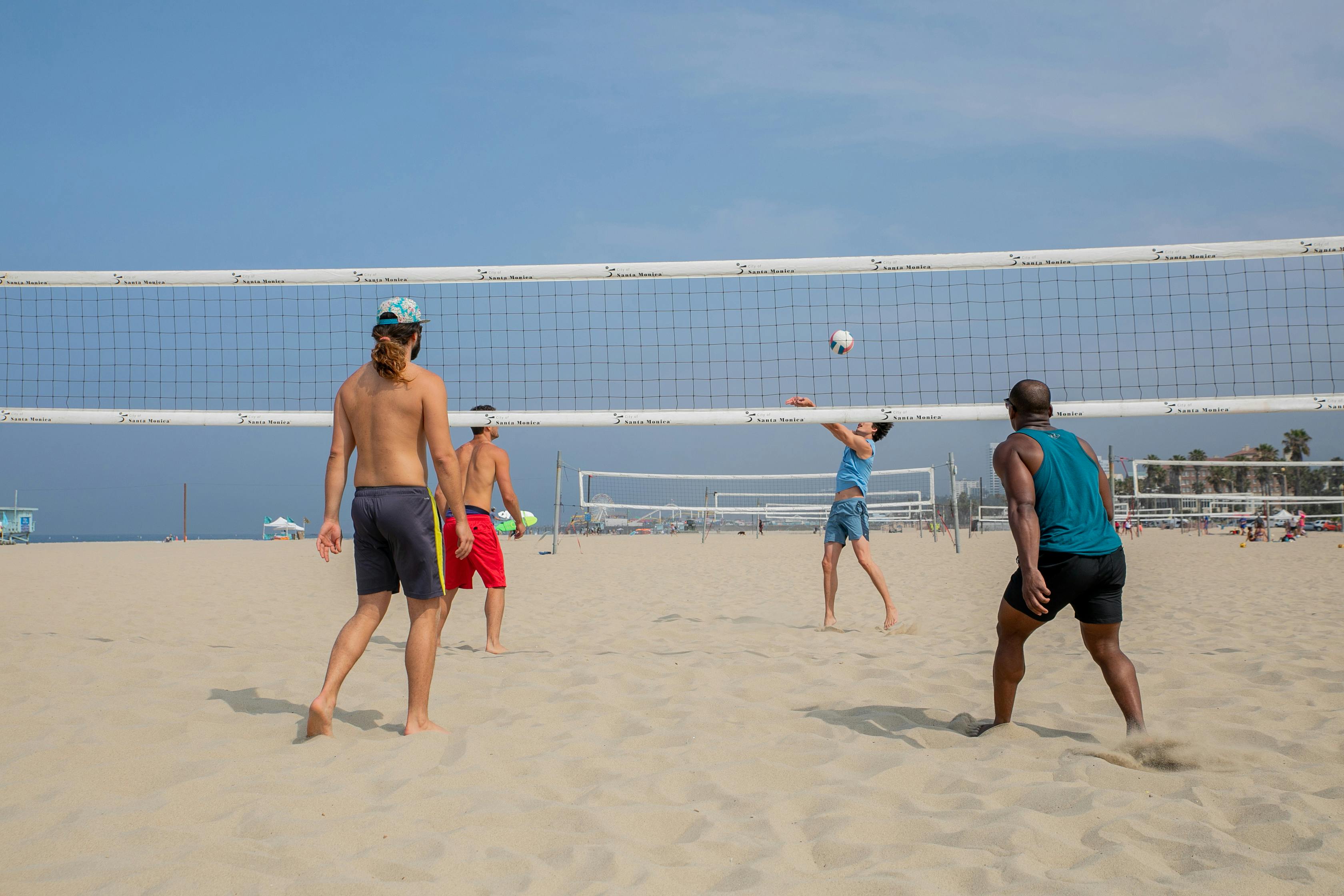 volleyball match on sandy beach