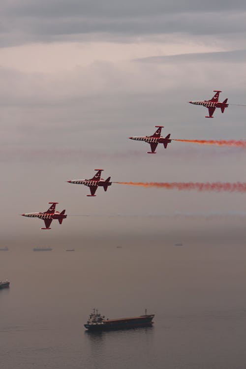 Four Fighter Planes on Sky